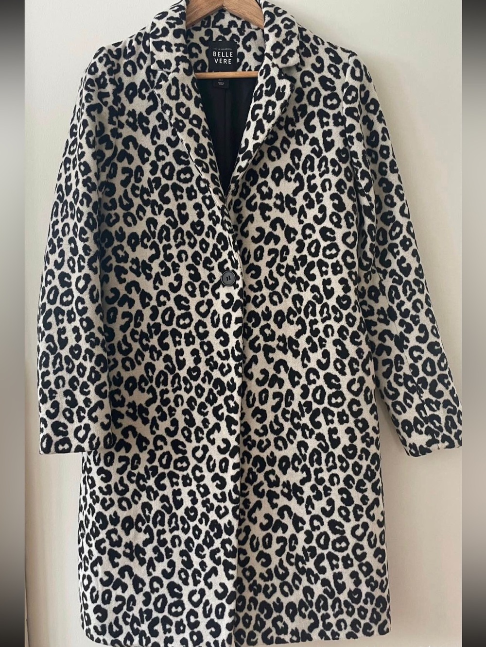 Belle Vere Black & Cream Leopard Print Pea Coat